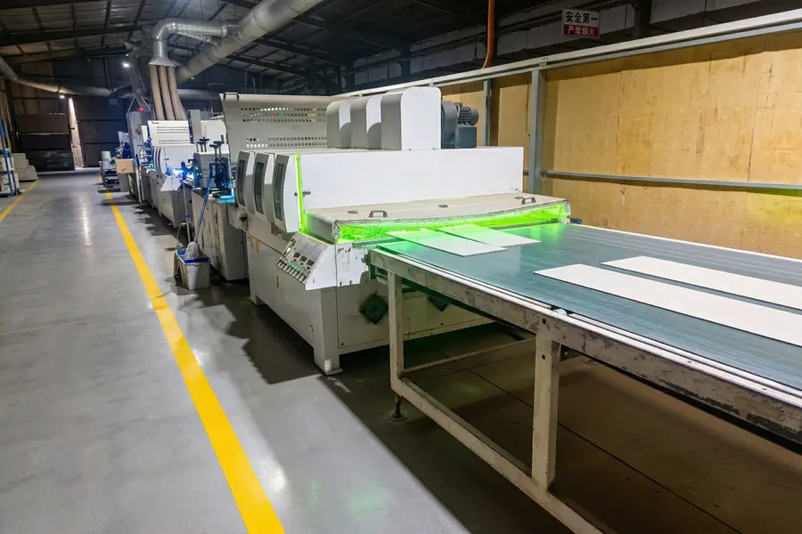 Advanced automated UV painting line for bathroom vanity finishing in Vietnam.