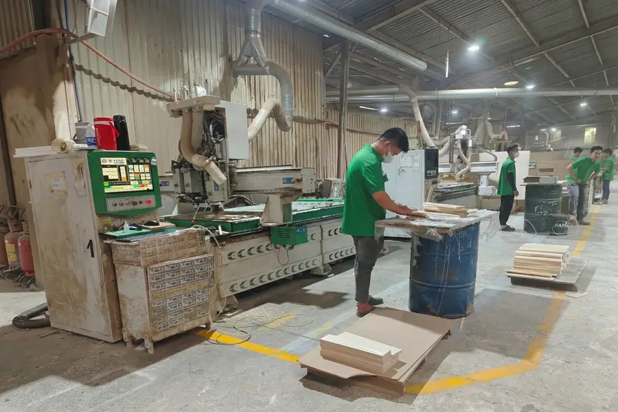 High-precision CNC machining center for furniture component processing.