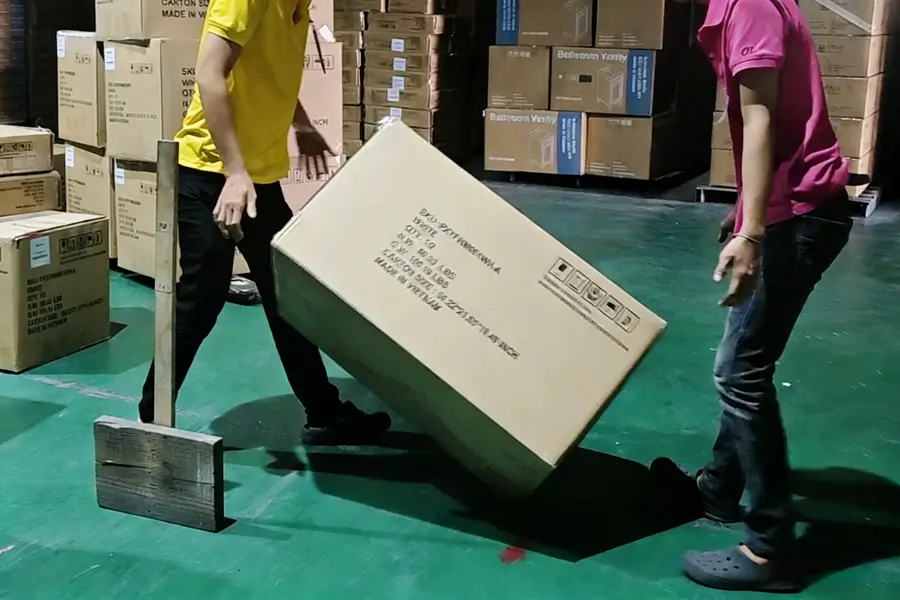 Physical ISTA-6A drop test for furniture.
