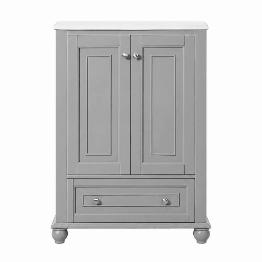 Golden Land 24 Inch Shaker Bathroom Vanity Gray Front View Sink