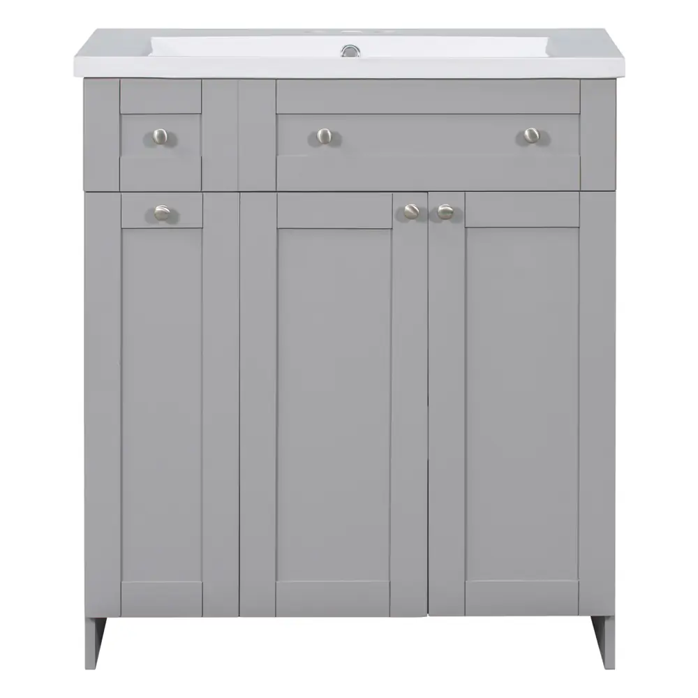 Golden Land 30 Inch Modern Bathroom Vanity Gray Front View Sink