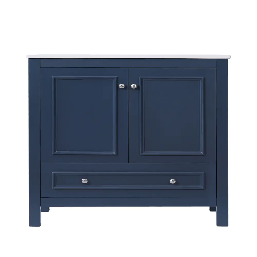 Golden Land 30 Inch Shaker Bathroom Vanity Navy Blue Front View Sink