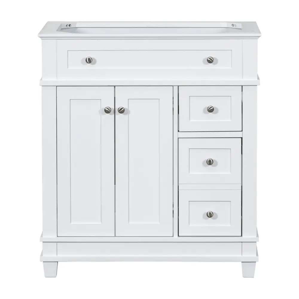 Golden Land 30 Inch Shaker Bathroom Vanity White Front View Sink
