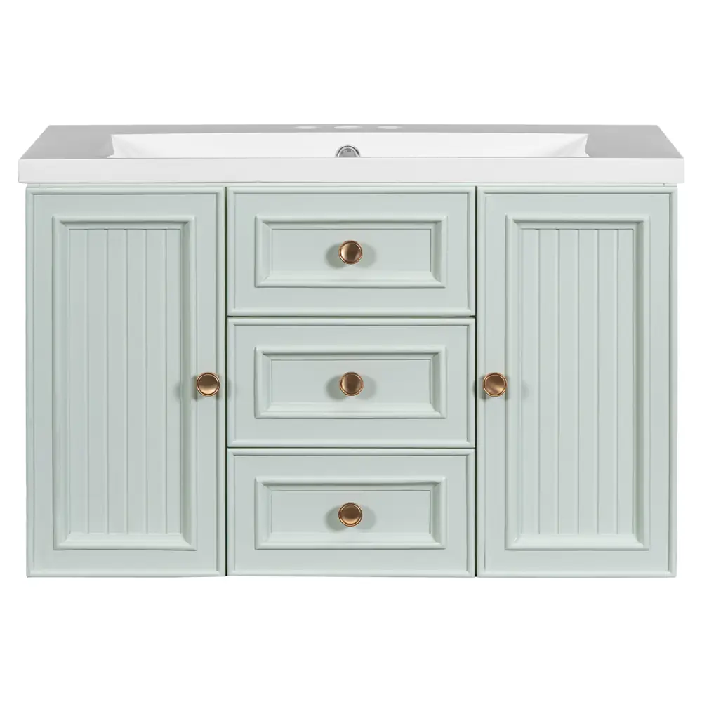 Golden Land 30 Inch Traditional Bathroom Vanity Sage Green Front View Sink